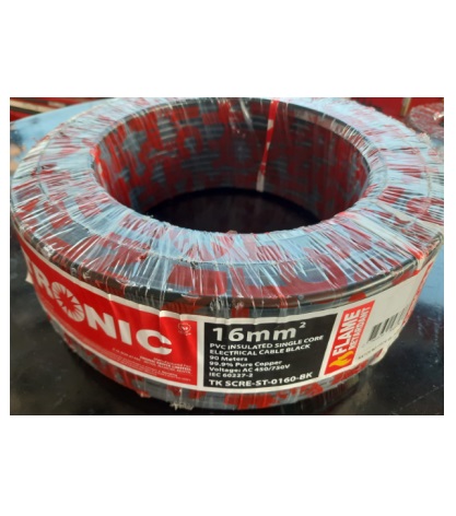 16mm Single Core Stranded – TRTKSCRE-ST-0160-BK – BLACK (Price per Roll/90 meters)