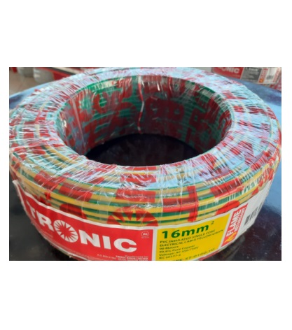 16mm Single Core Stranded – TRTKSCRE-ST-0160-BK – YELLOW/GREEN (Price per Roll/90 meters)