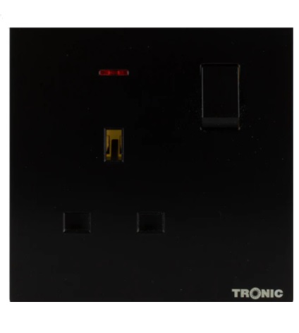 TRONIC TS 1X13A SWITCH SOCKET BLACK TS 5113-BK