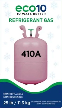 REFRIGERANT GAS 410a 11.3 KGS/25 lb