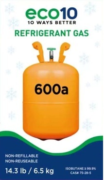 REFRIGERANT GAS 600a 6.5 KGS/14.3lb